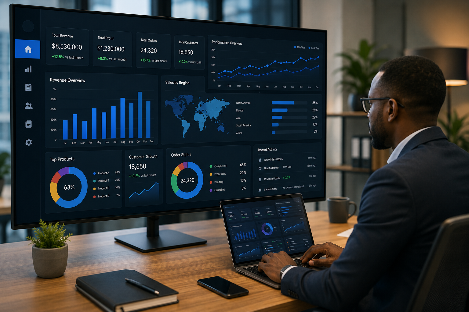 Interactive business intelligence dashboard interface