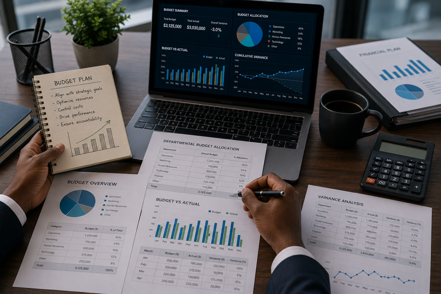 Financial resource tracking and budgeting planning structures